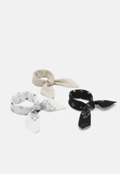 Pier OneBANDANA UNISEX 3 PACK - Scarf - Black/white/beige