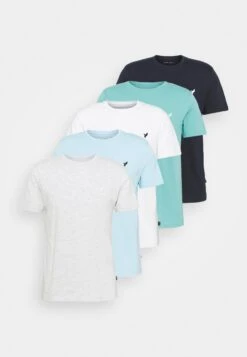 Pier One5 PACK - T-shirt - Bas - Light Grey - 101_white - 001_green - 602 -Macys Butik 3fe4ededb7e446c69186309619c33f40