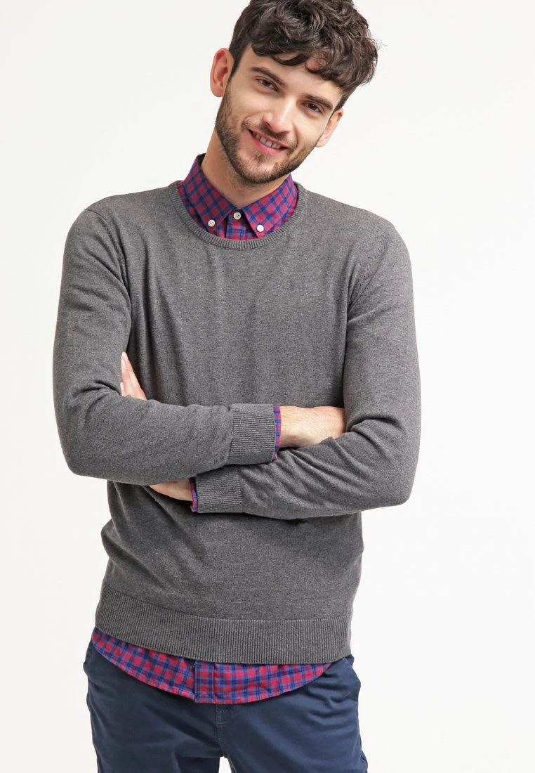 Pier OneBASIC CREWNECK - Stickad Tröja - Dark Grey Melange 3 Pier OneBASIC CREWNECK - Stickad Tröja - Dark Grey Melange