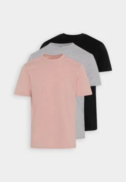 Pier One3 PACK - T-shirt - Bas - Mottled Light Grey/pink/black -Macys Butik 99867f7702c549b5b66de9a87bff9eae