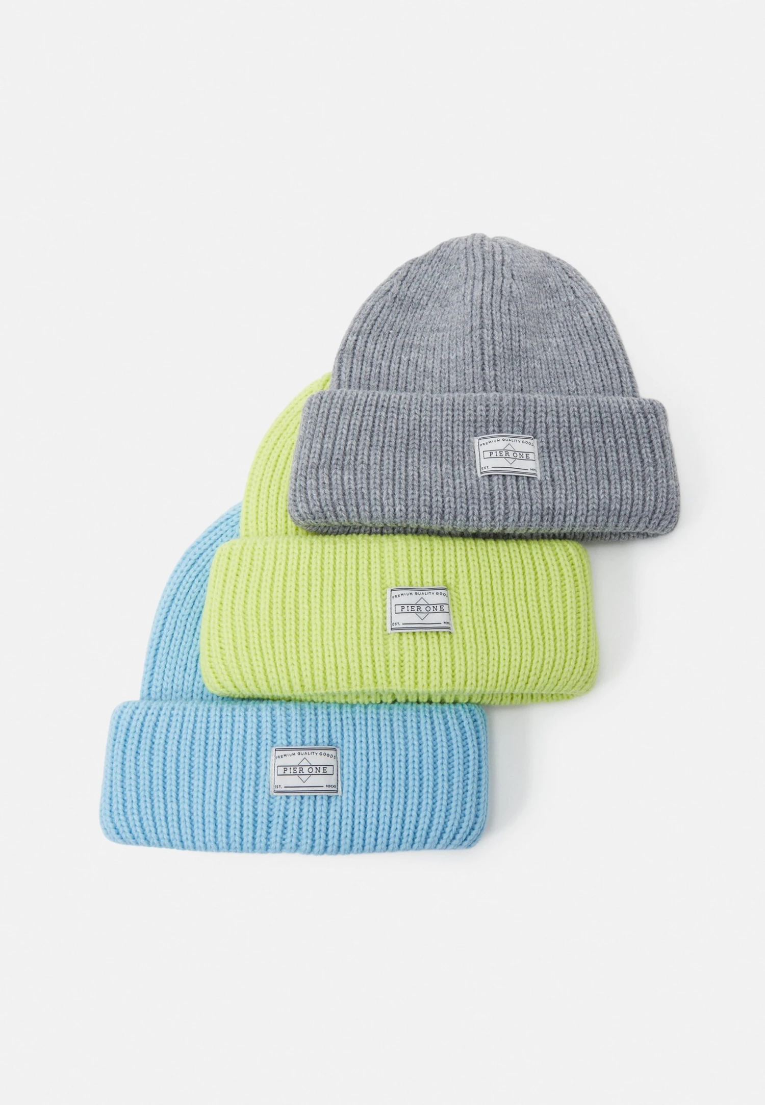 Pier OneUNISEX 3 PACK - Mössa - Grey, Neon Green, Light Blue 3 Pier OneUNISEX 3 PACK - Mössa - Grey, Neon Green, Light Blue