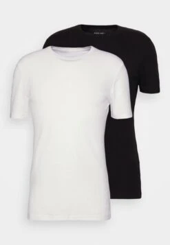 Pier OneSLIM FIT RIBBED T-SHIRT 2 PACK - T-shirt - Bas - White/black -Macys Butik bfa677da41c14e1ebbe1df5382fc7cd3