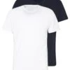 Pier One2 PACK - T-shirt - Bas - White/dark Blue -Macys Butik c317d65fe9bd4dd2b5dfb2c9aa92192f