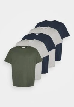 Pier One5 PACK - T-shirt - Bas - Khaki/grey/dark Blue -Macys Butik d3fe6e185c83415bbbdfd7d53b4f9bb2