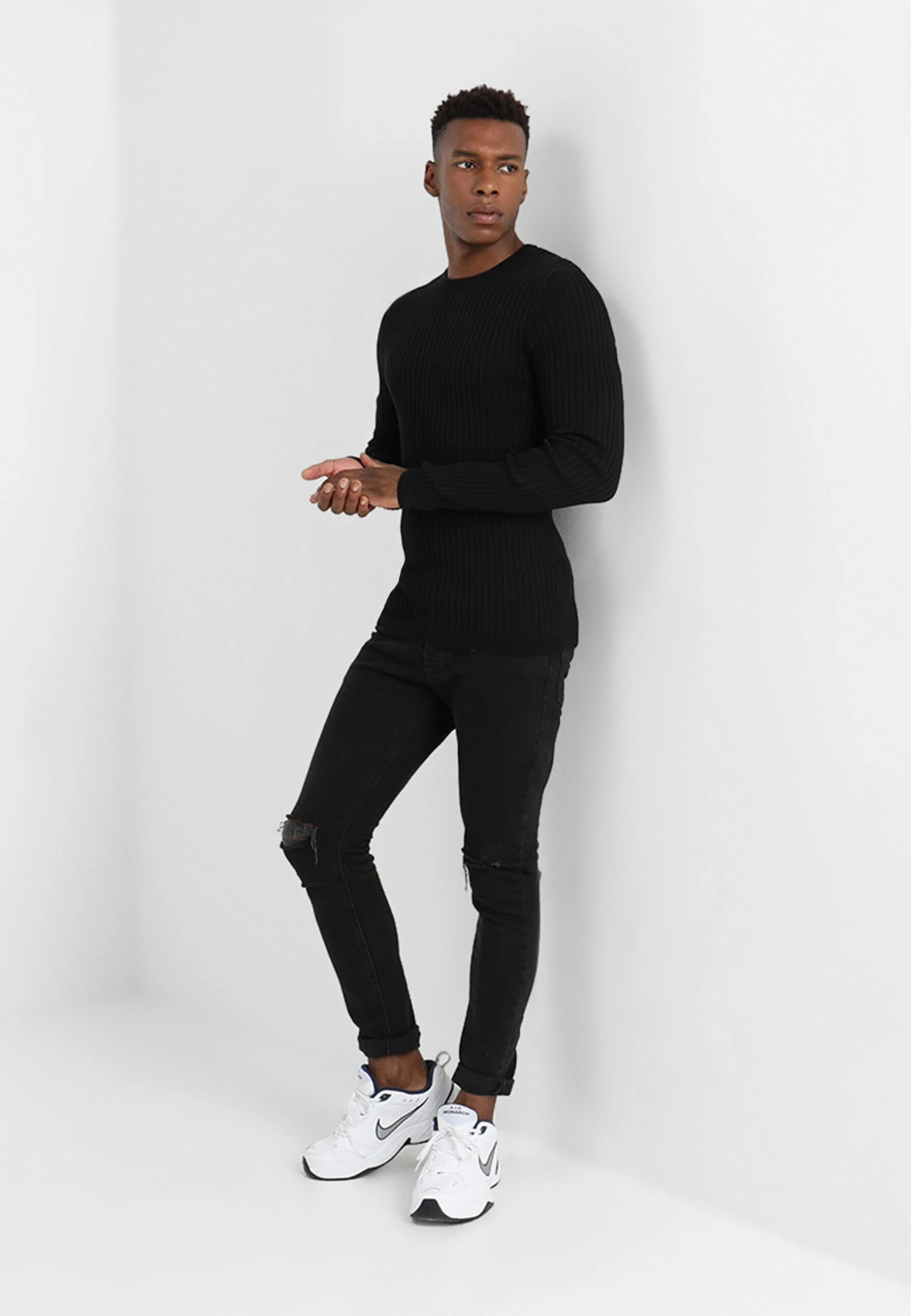 Pier OneStickad Tröja - Black 4 Pier OneStickad Tröja - Black - Bild 2